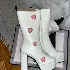 BRAND NEW mid-calf platform heart boots